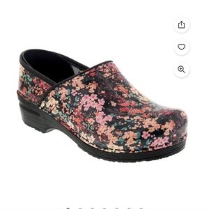 Bjork Professional Josee Patent Leather Clogs pink floral women's size 6.5